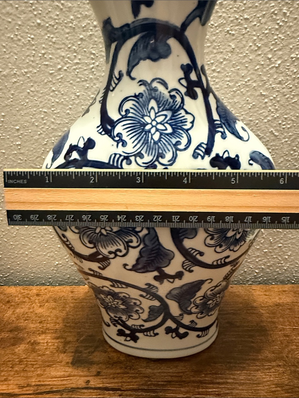 Blue and White Floral Ceramic Vase Approx 11” - Picture 15 of 16